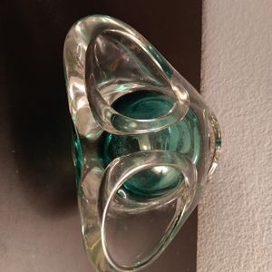 GORGEOUS Signed Adam Jablonski Polish Art Glass Multicolor 7" Sculptural Bowl.